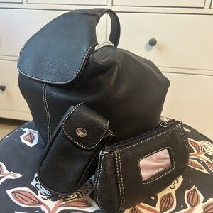 Vintage Convertible Black Purse and Backpack with Phone and Cosmetic Case
